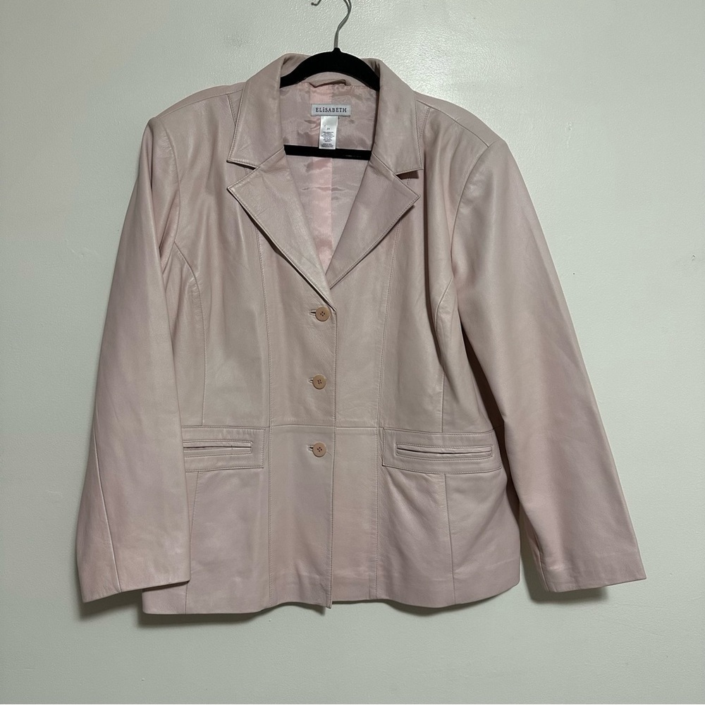 Liz Claiborne Baby Pink Leather Blazer Jacket Size 2X